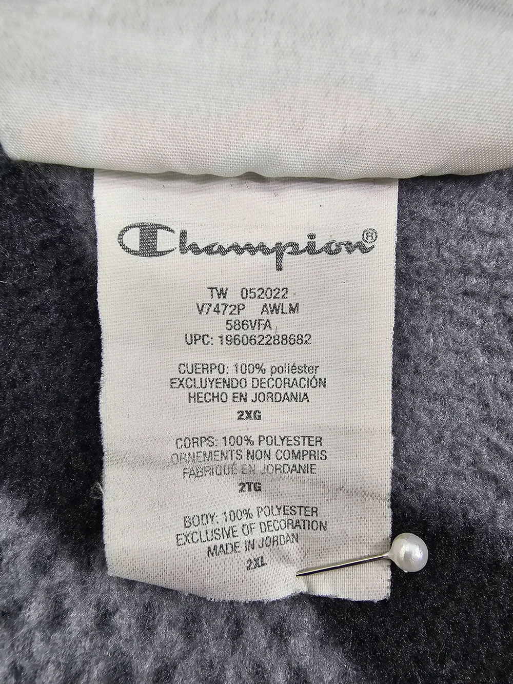 Champion Athleticwear Camo Fleece Jacket Men's 2XL Grey Black Snap Shacket Logo - Picture 6 of 7